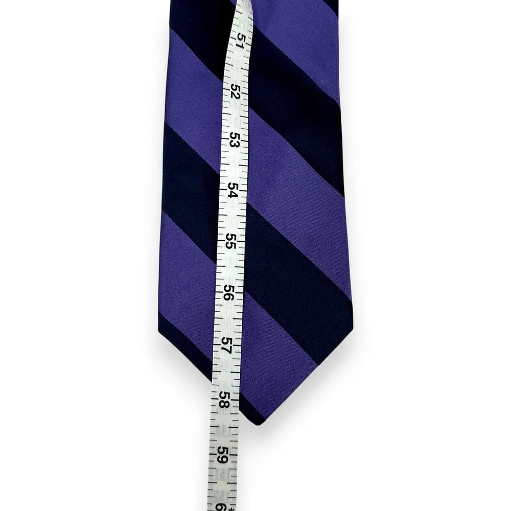 Ted Baker Mens Tie 58.5 x 3.5 Purple Black Stripe Silk Preppy Goth Dark Academia